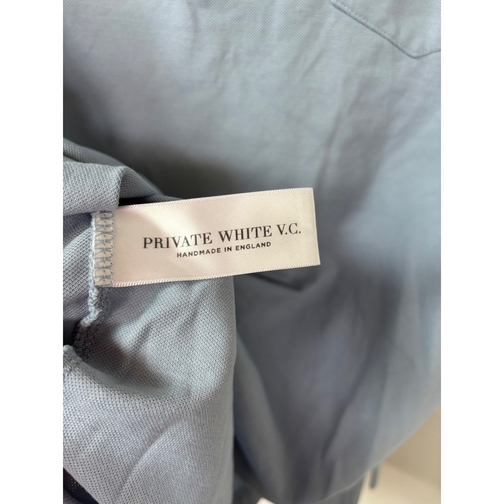 Private White V.C. Mens Light Blue Pique Cotton Polo Shirt Made in England Sz 4 - Picture 5 of 11
